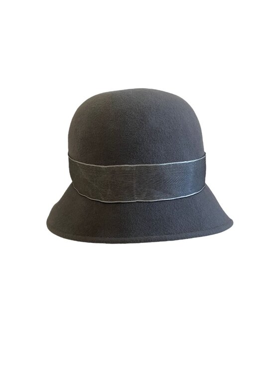 Louise Green Beaded Gray Felt Cloche Hat With Satin Band & Embellished Detailing main image 6